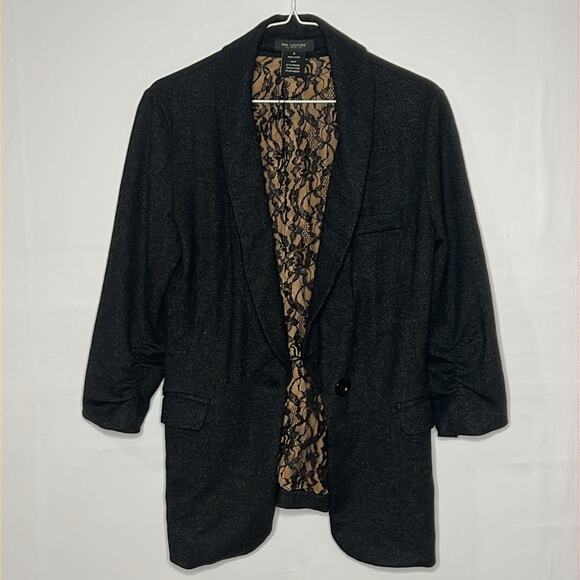 Mm couture by miss me Black Shimmer Jacket 3/4 Sleeves Size M - Picture 4 of 8